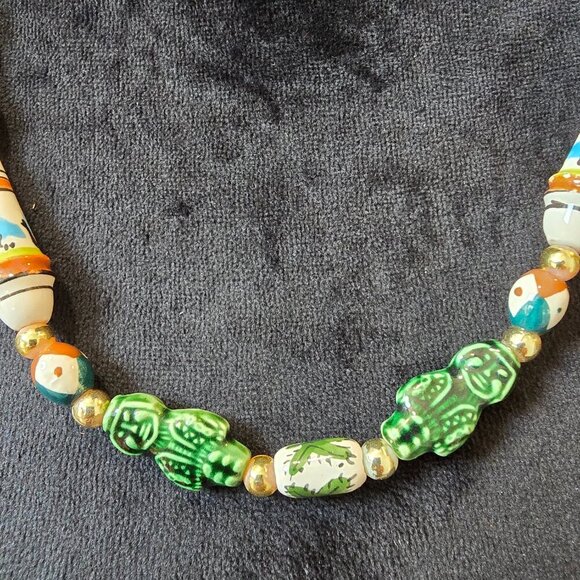 Womens Fashion Multicolor Krobo Beaded Necklace Jewelry with Hook & Eye - Picture 4 of 6